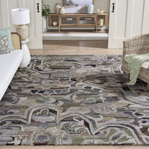 Safavieh Marquee Hand-Tufted Floral Vine Runner Rug in Soft Green Beige for Hallways 8'-0" x 10'-0" MRQ116X-8