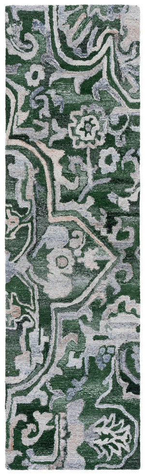 Safavieh Marquee Hand-tufted Runner Rug: Elegant Transitional Design For Hallways And Entryways In Any Home Green ,Beige 90% Recycled Polyester And 10% Wool Mrq116y-28