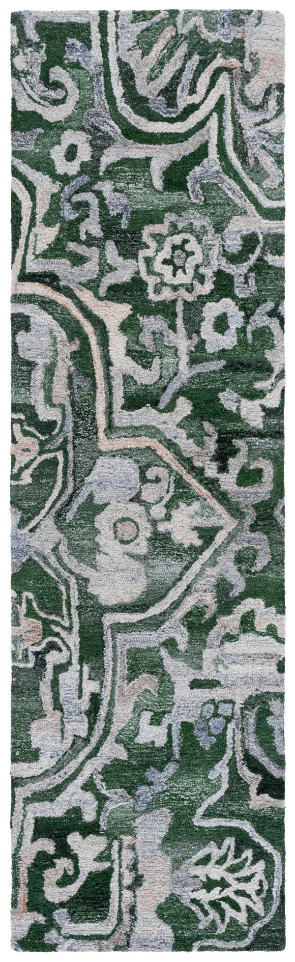 Safavieh Marquee Hand-tufted Runner Rug: Elegant Transitional Design For Hallways And Entryways In Any Home Green ,Beige 90% Recycled Polyester And 10% Wool Mrq116y-28