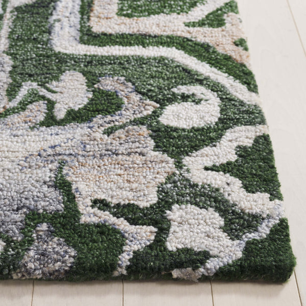 Safavieh Marquee Hand-tufted Runner Rug: Elegant Transitional Design For Hallways And Entryways In Any Home Green ,Beige 90% Recycled Polyester And 10% Wool Mrq116y-5