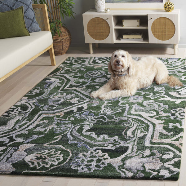 Safavieh Marquee Hand-tufted Runner Rug: Elegant Transitional Design For Hallways And Entryways In Any Home Green ,Beige 90% Recycled Polyester And 10% Wool Mrq116y-5