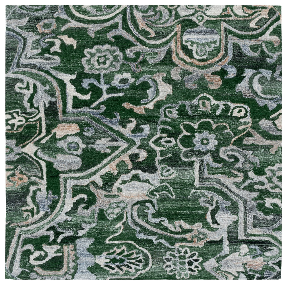 Safavieh Marquee Hand-tufted Runner Rug: Elegant Transitional Design For Hallways And Entryways In Any Home Green ,Beige 90% Recycled Polyester And 10% Wool Mrq116y-6sq