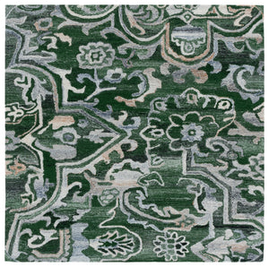 Safavieh Marquee Hand-tufted Runner Rug: Elegant Transitional Design For Hallways And Entryways In Any Home Green ,Beige 90% Recycled Polyester And 10% Wool Mrq116y-6sq