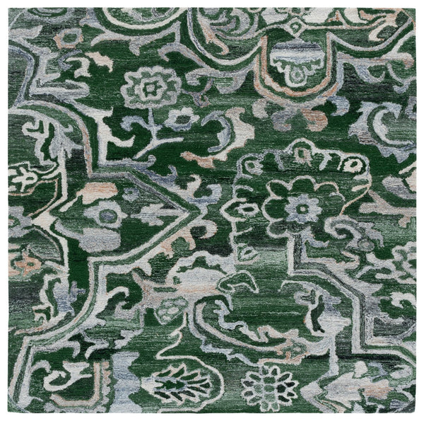 Safavieh Marquee Hand-tufted Runner Rug: Elegant Transitional Design For Hallways And Entryways In Any Home Green ,Beige 90% Recycled Polyester And 10% Wool Mrq116y-6sq