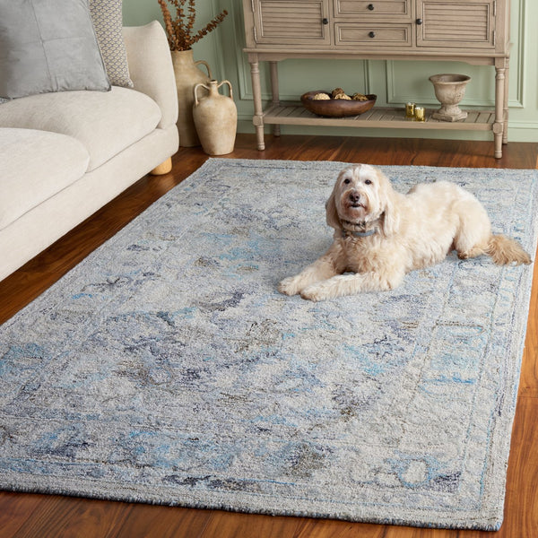 Safavieh Marquee Transitional Style Area Rug - Hand-tufted Elegance In Sophisticated Grey For Any Room Light Blue ,Beige Polyester Pile Mrq126l-5