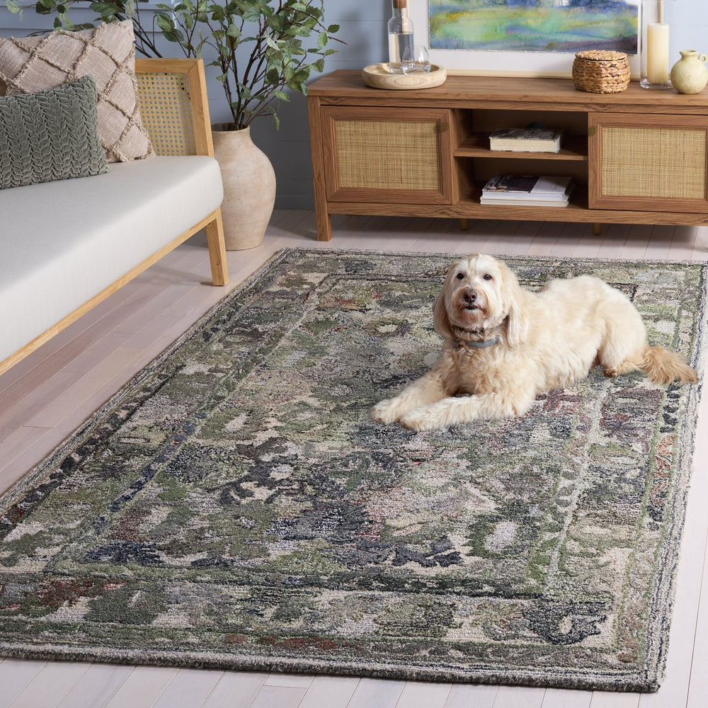 Safavieh Marquee Transitional Style Area Rug - Hand-tufted Elegance In Sophisticated Grey For Any Room Green ,Beige Polyester Pile Mrq126y-5