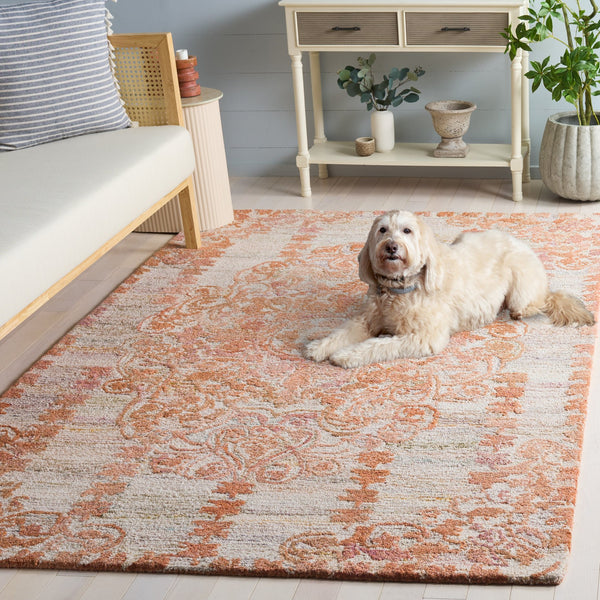 Safavieh Marquee Hand-Tufted Orange Beige Runner Rug With Low 0.5" Pile For High-Traffic Halls And Entryways 2'-3" x 8'-0" MRQ127P-28
