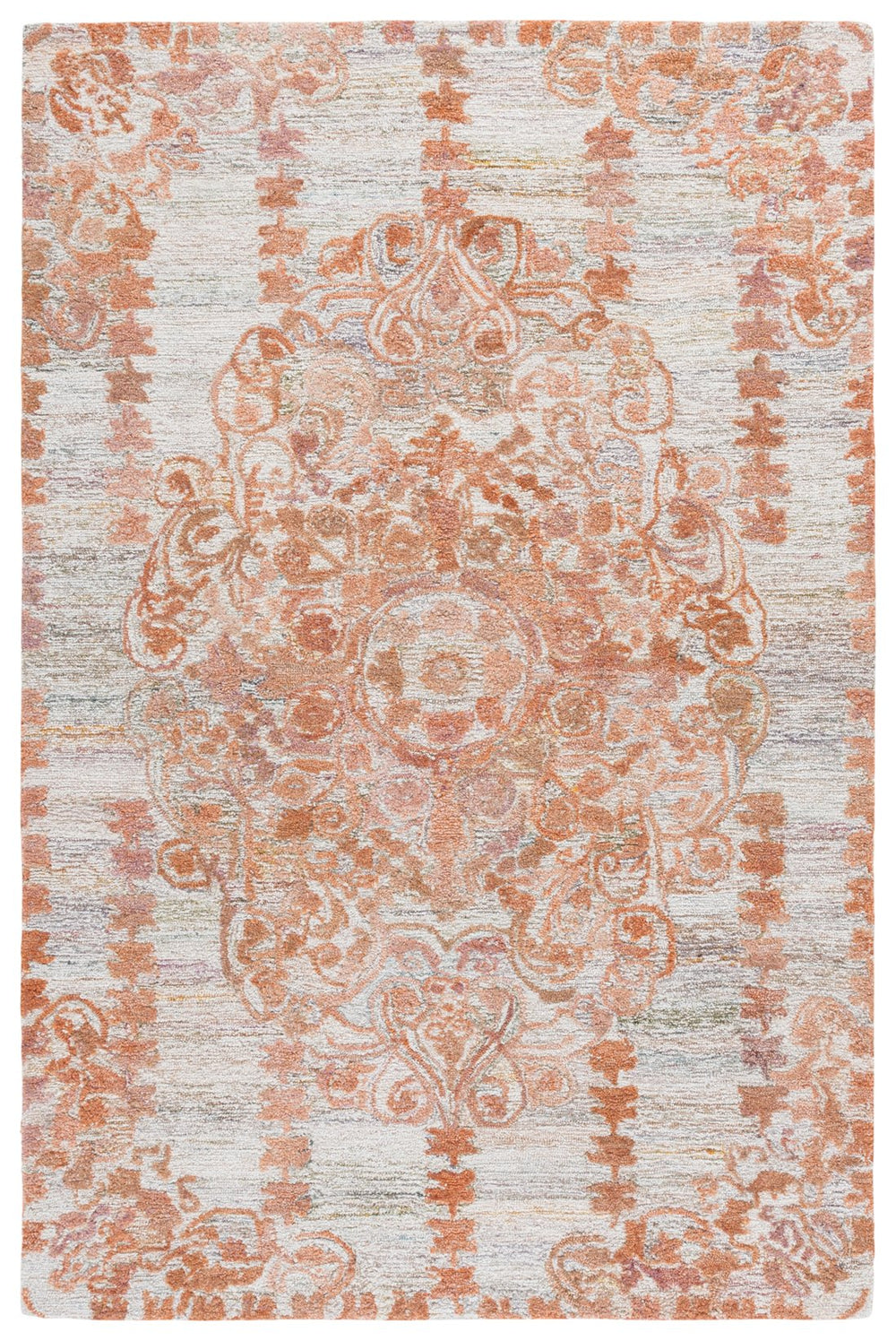 Safavieh Marquee Hand-Tufted Orange Beige Area Rug — Soft Polyester Low-Profile Pile, Artisanal Indian Craftsmanship 4'-0" x 6'-0" MRQ127P-4