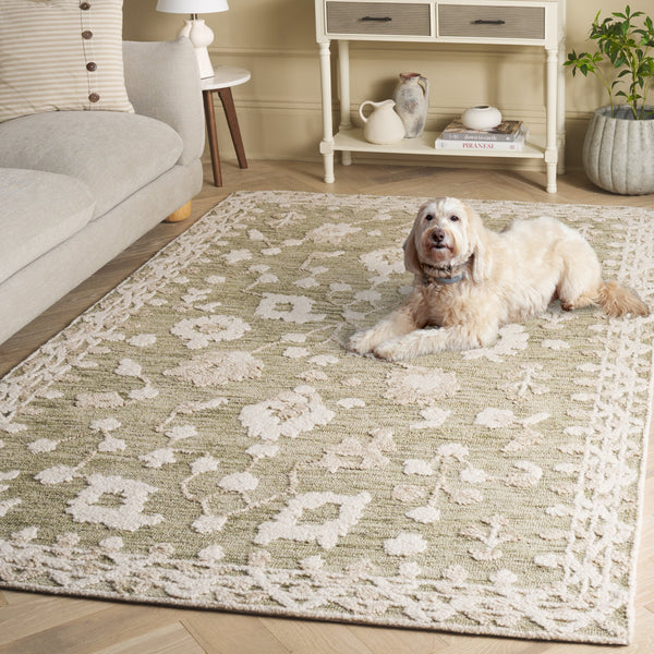 Safavieh Marquee Hand-tufted Wool And Cotton Area Rug - Timeless Elegance For Your Home Décor Spaces Green ,Ivory Wool And Cotton Mrq503y-6sq