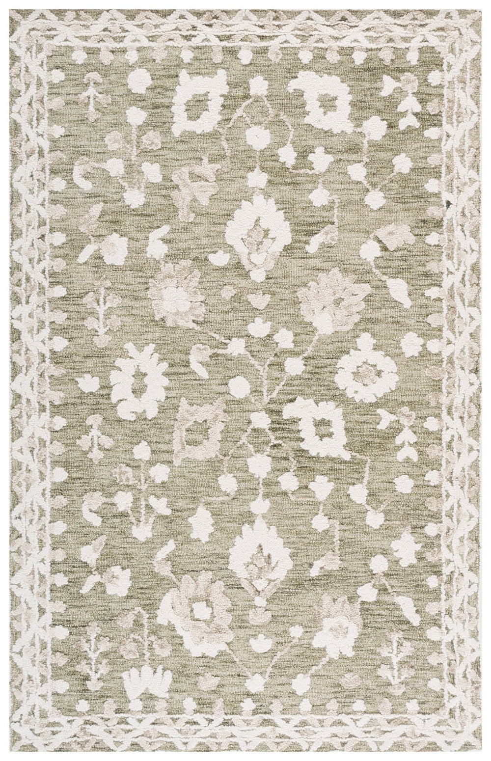 Safavieh Marquee Hand-tufted Wool And Cotton Area Rug - Timeless Elegance For Your Home Décor Spaces Green ,Ivory Wool And Cotton Mrq503y-6sq