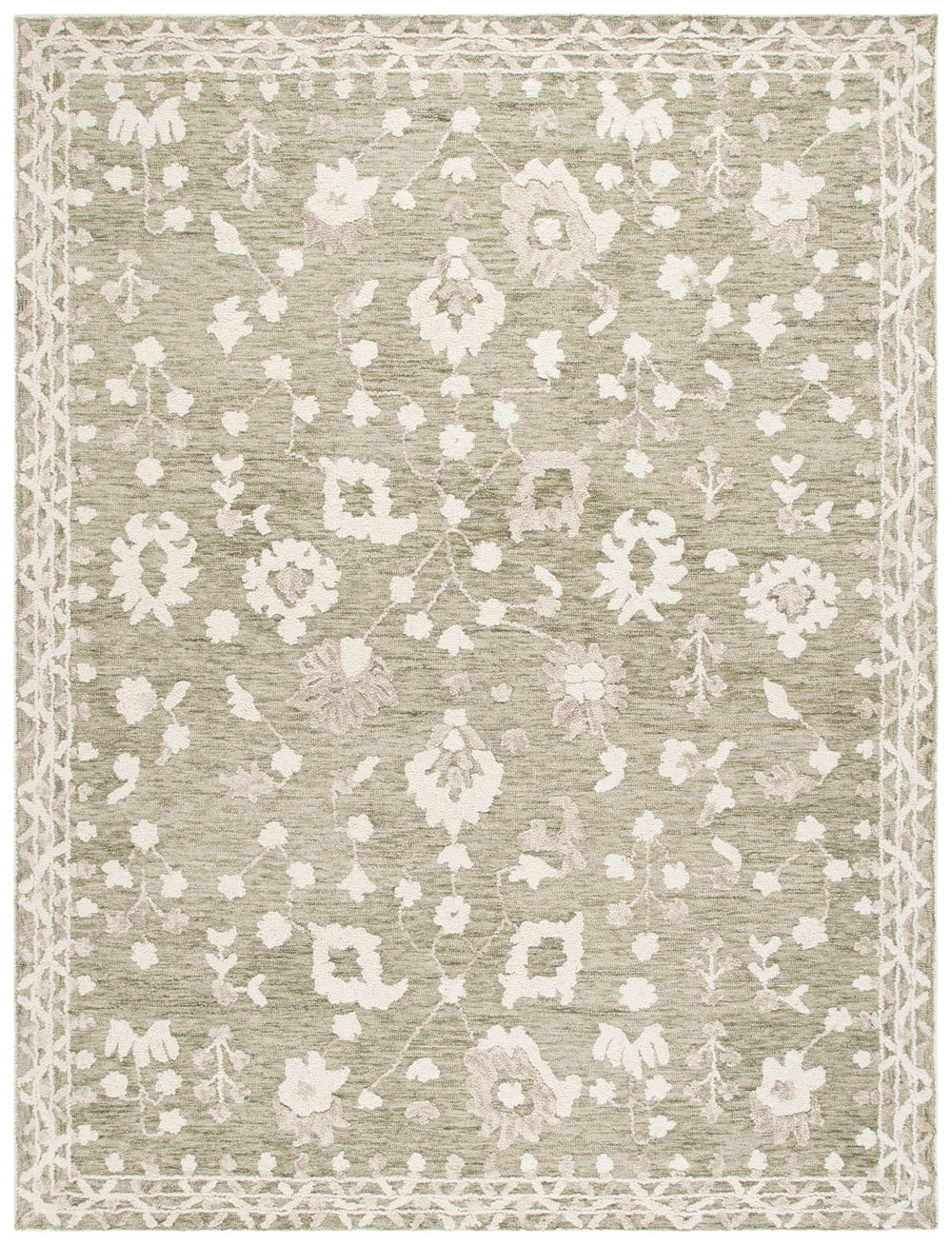 Safavieh Marquee Hand-tufted Wool And Cotton Area Rug - Timeless Elegance For Your Home Décor Spaces Green ,Ivory Wool And Cotton Mrq503y-6sq