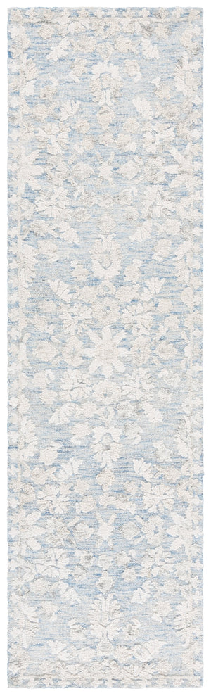 Safavieh Marquee Hand-Tufted Blue Grey Runner Rug — Low Pile Wool-Cotton Blend With Muted Floral Elegance 2'-3" x 8'-0" MRQ504M-28