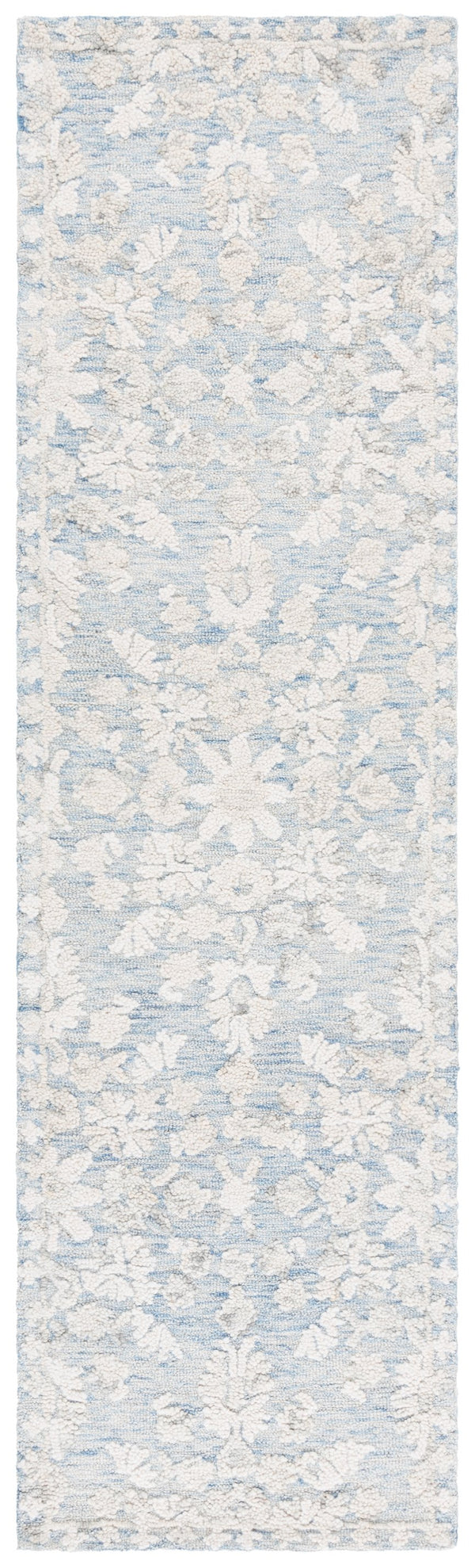 Safavieh Marquee Hand-Tufted Blue Grey Runner Rug — Low Pile Wool-Cotton Blend With Muted Floral Elegance 2'-3" x 8'-0" MRQ504M-28