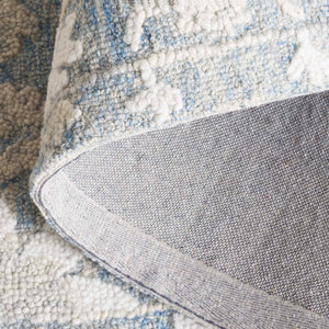 Safavieh Marquee Hand-Tufted Blue Grey Runner Rug — Low Pile Wool-Cotton Blend With Muted Floral Elegance 2'-3" x 8'-0" MRQ504M-28