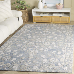 Safavieh Marquee Hand-Tufted Blue Grey Runner Rug — Low Pile Wool-Cotton Blend With Muted Floral Elegance 2'-3" x 8'-0" MRQ504M-28