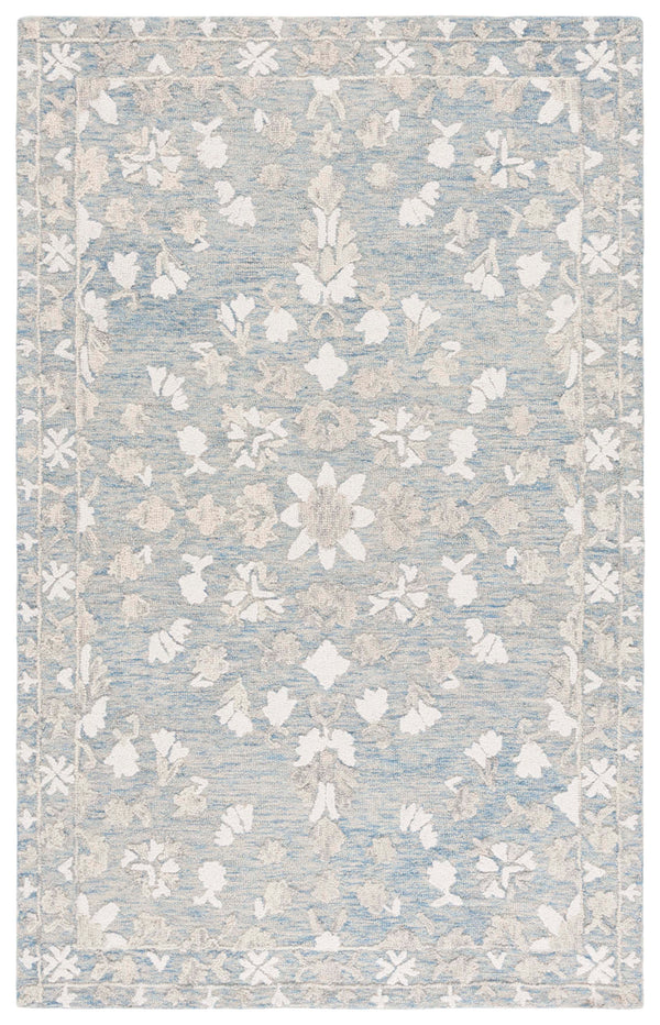 Safavieh Marquee Hand-Tufted Blue Grey Botanical Rug — Plush Wool-Cotton Blend, Transitional Elegance For Home 4'-0" x 6'-0" MRQ504M-4