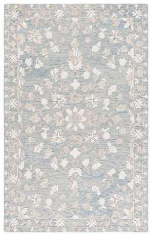 Safavieh Marquee Hand-Tufted Blue Grey Runner Rug — Low Pile Wool-Cotton Blend With Muted Floral Elegance 2'-3" x 8'-0" MRQ504M-28