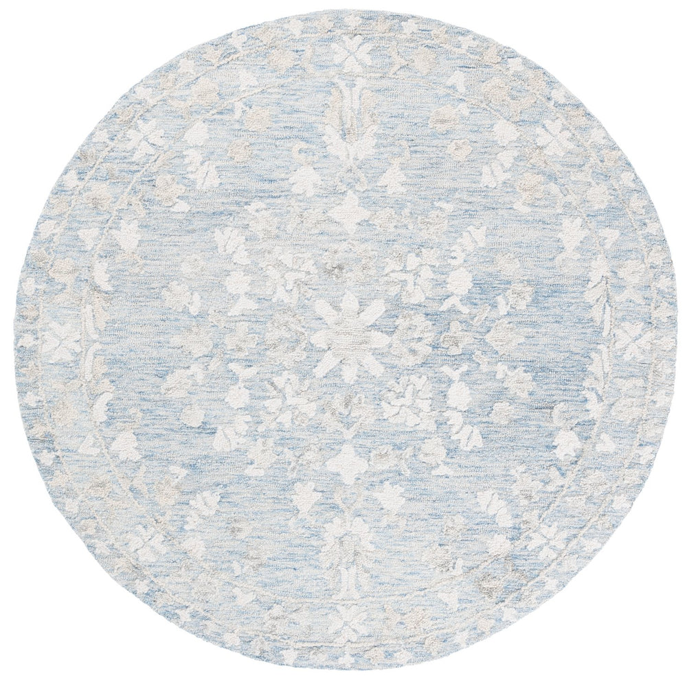 Safavieh Marquee Round Transitional Area Rug – Plush Hand Tufted Botanical Design For Elegant Living Spaces Blue ,Grey 80% Wool,20% Cotton Mrq504m-6r