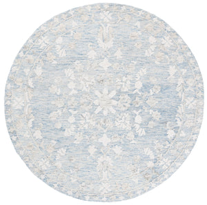Safavieh Marquee Round Transitional Area Rug – Plush Hand Tufted Botanical Design For Elegant Living Spaces Blue ,Grey 80% Wool,20% Cotton Mrq504m-6r