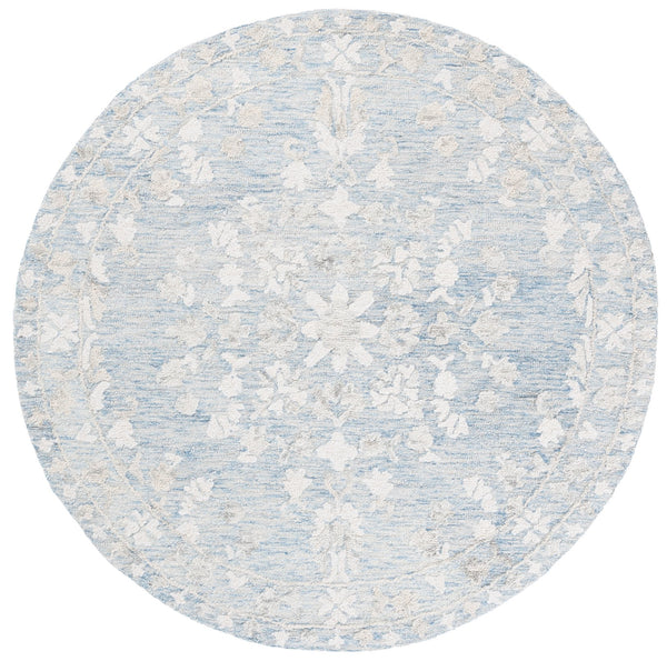 Safavieh Marquee Hand-Tufted Blue Grey Runner Rug — Low Pile Wool-Cotton Blend With Muted Floral Elegance 2'-3" x 8'-0" MRQ504M-28