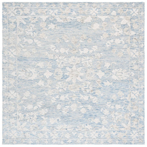 Safavieh Marquee Round Transitional Area Rug – Plush Hand Tufted Botanical Design For Elegant Living Spaces Blue ,Grey 80% Wool,20% Cotton Mrq504m-6sq