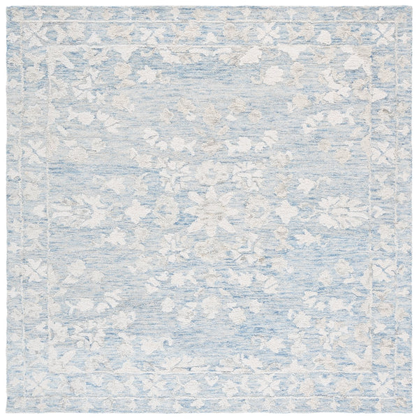 Safavieh Marquee Round Transitional Area Rug – Plush Hand Tufted Botanical Design For Elegant Living Spaces Blue ,Grey 80% Wool,20% Cotton Mrq504m-6sq