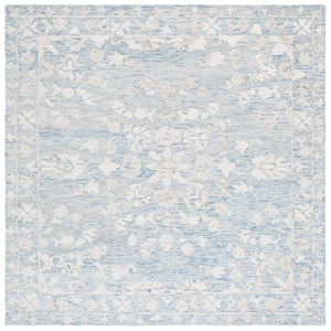 Safavieh Marquee Hand-Tufted Blue Grey Botanical Rug — Plush Wool-Cotton Blend, Transitional Elegance For Home 4'-0" x 6'-0" MRQ504M-4