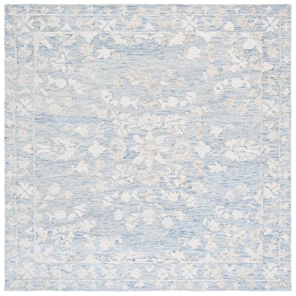 Safavieh Marquee Hand-Tufted Blue Grey Botanical Rug — Plush Wool-Cotton Blend, Transitional Elegance For Home 4'-0" x 6'-0" MRQ504M-4