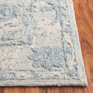 Safavieh Marquee Handcrafted Runner Area Rug - Elegant Grey And Blue Transitional Design For Hallways Grey ,Blue 80% Wool,20% Cotton Mrq505m-5