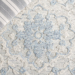 Safavieh Marquee Handcrafted Runner Area Rug - Elegant Grey And Blue Transitional Design For Hallways Grey ,Blue 80% Wool,20% Cotton Mrq505m-5