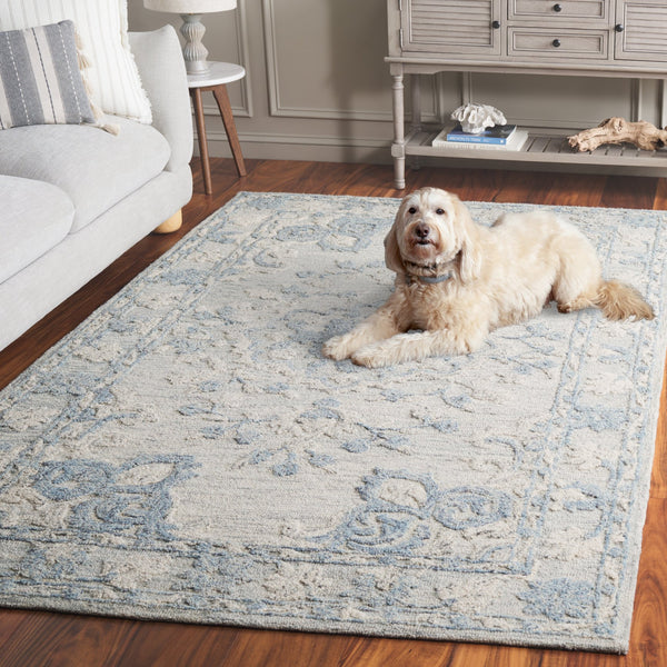 Safavieh Marquee Handcrafted Runner Area Rug - Elegant Grey And Blue Transitional Design For Hallways Grey ,Blue 80% Wool,20% Cotton Mrq505m-5