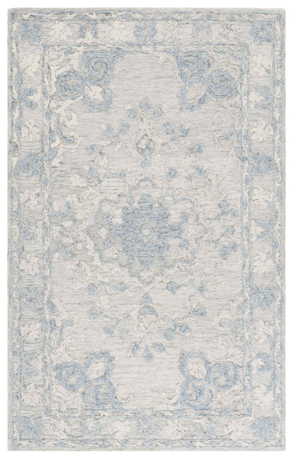 Safavieh Marquee Handcrafted Runner Area Rug - Elegant Grey And Blue Transitional Design For Hallways Grey ,Blue 80% Wool,20% Cotton Mrq505m-5