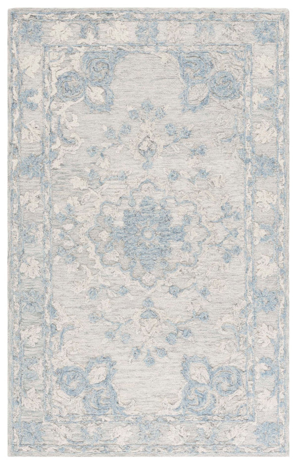 Safavieh Marquee Hand-tufted Area Rug In Elegant Grey Blue, Timeless Floral Motif For Stylish Home Decor Grey ,Blue 80% Wool,20% Cotton Mrq505m-4