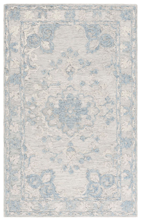 Safavieh Marquee Hand-Tufted 6X9 Grey Blue Wool-Cotton Rug — Transitional Floral Motif, Soft Durable Luxury MRQ505M-6