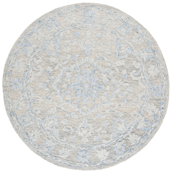 Safavieh Marquee Hand-Tufted 6X9 Grey Blue Wool-Cotton Rug — Transitional Floral Motif, Soft Durable Luxury MRQ505M-6