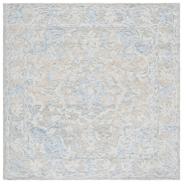 Safavieh Marquee Handcrafted Runner Area Rug - Elegant Grey And Blue Transitional Design For Hallways Grey ,Blue 80% Wool,20% Cotton Mrq505m-6sq