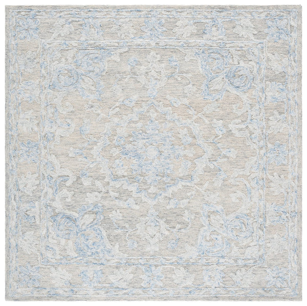 Safavieh Marquee Hand-Tufted 6X9 Grey Blue Wool-Cotton Rug — Transitional Floral Motif, Soft Durable Luxury MRQ505M-6