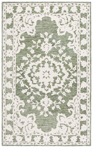 Safavieh Marquee Hand-tufted Area Rug In Elegant Grey Blue, Timeless Floral Motif For Stylish Home Decor Green ,Ivory 80% Wool,20% Cotton Mrq505y-8