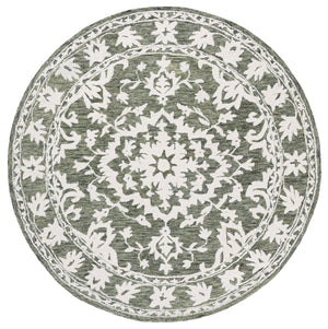 Safavieh Marquee Handcrafted Runner Area Rug - Elegant Grey And Blue Transitional Design For Hallways Green ,Ivory 80% Wool,20% Cotton Mrq505y-6r