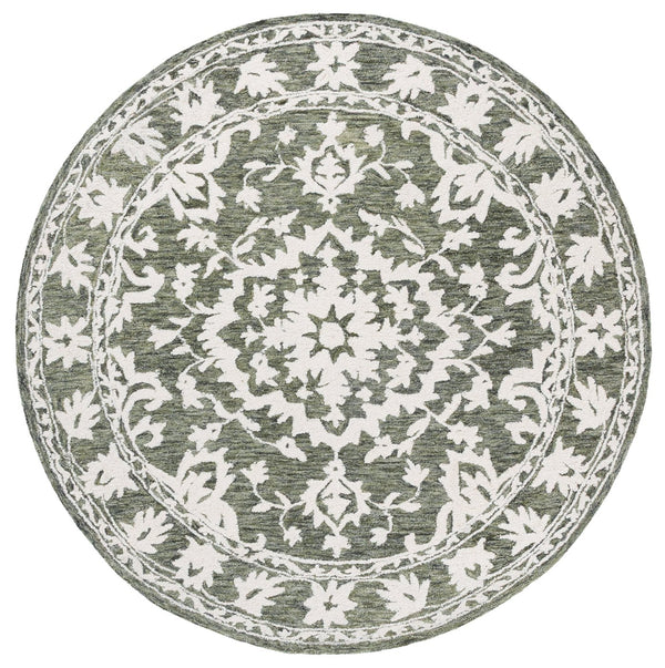 Safavieh Marquee Handcrafted Runner Area Rug - Elegant Grey And Blue Transitional Design For Hallways Green ,Ivory 80% Wool,20% Cotton Mrq505y-6r
