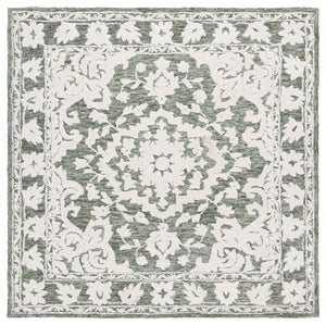Safavieh Marquee Handcrafted Runner Area Rug - Elegant Grey And Blue Transitional Design For Hallways Green ,Ivory 80% Wool,20% Cotton Mrq505y-6sq