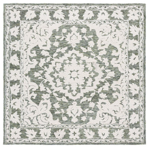 Safavieh Marquee Hand-tufted Area Rug In Elegant Grey Blue, Timeless Floral Motif For Stylish Home Decor Green ,Ivory 80% Wool,20% Cotton Mrq505y-8