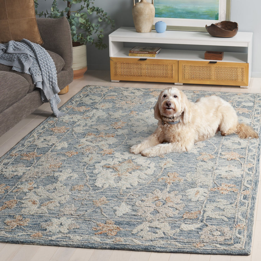 Safavieh Marquee Hand-tufted Runner Rug – Luxurious Floral Design In Rich Colors For Elegant Home Spaces Blue ,Rust 80% Wool,20% Cotton Mrq506m-5