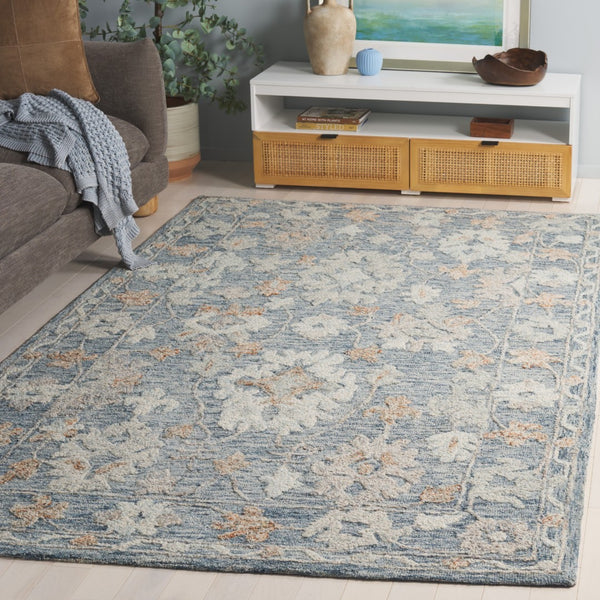 Safavieh Marquee Transitional Area Rug - Hand Tufted Elegance In Luxurious Wool And Cotton Blend For Any Room Blue ,Rust 80% Wool,20% Cotton Mrq506m-8