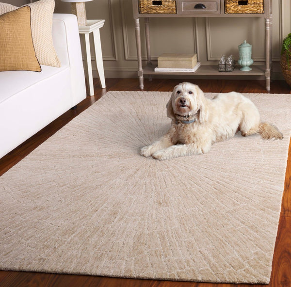 Safavieh Marquee Handcrafted Area Rug In Timeless Radial Design For Elegant Home Décor And Comfort Beige 80% Wool,20% Cotton Mrq507b-9