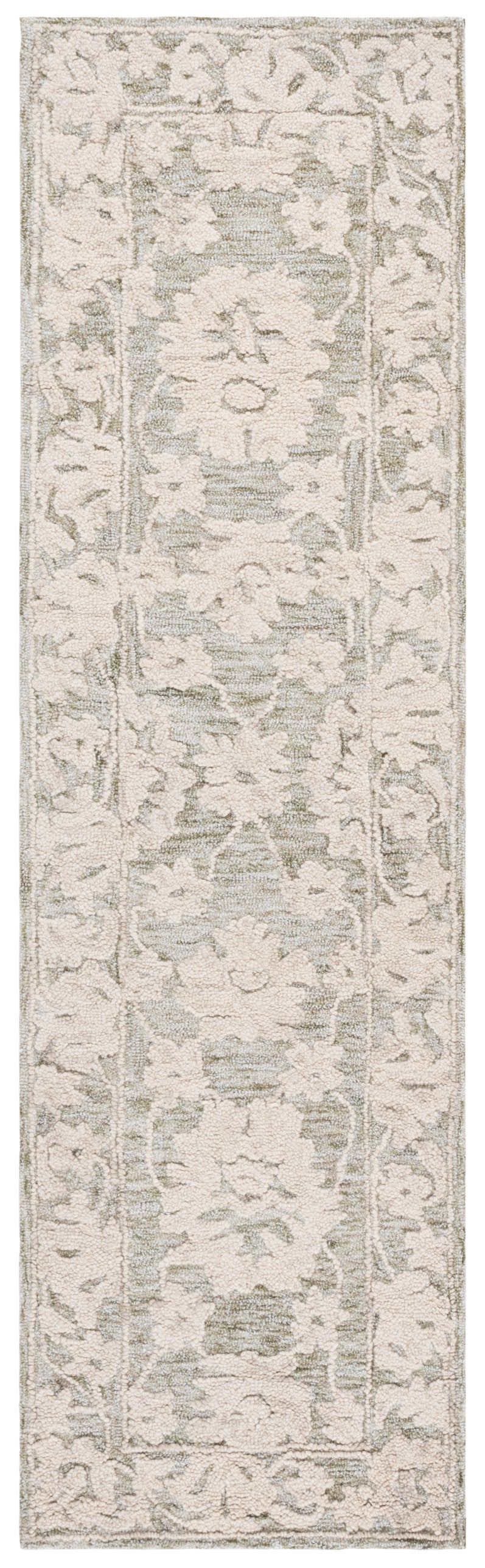 Safavieh Marquee Hand Tufted Runner Rug - Timeless Elegance With Floral Motifs For Your Home Décor Grey ,Light Brown 70% Wool,20% Cotton,10% Pet Yarn Mrq508f-28