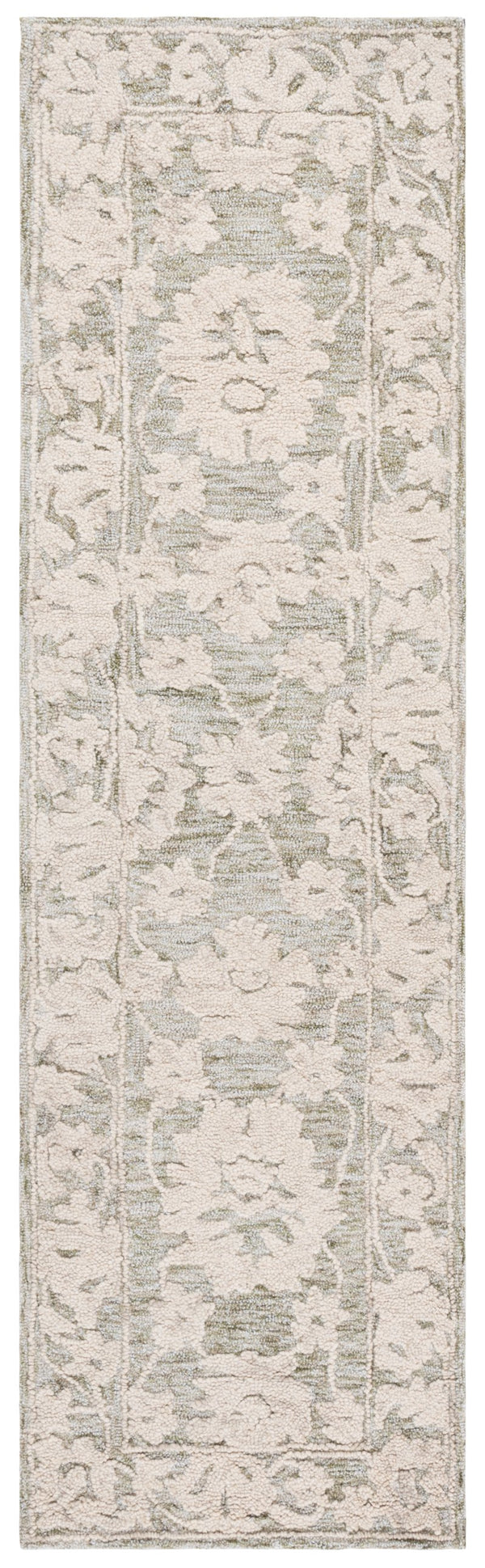 Safavieh Marquee Hand Tufted Runner Rug - Timeless Elegance With Floral Motifs For Your Home Décor Grey ,Light Brown 70% Wool,20% Cotton,10% Pet Yarn Mrq508f-28