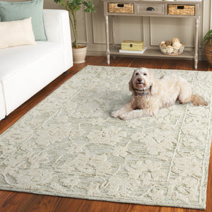 Safavieh Marquee Hand-Tufted 9X12 Grey & Light Brown Floral Rug – 70% Wool Plush 5/8" Pile, Durable India Crafted MRQ508F-9