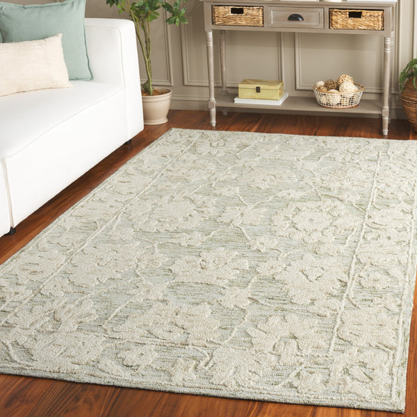 Safavieh Marquee Hand-Tufted 9X12 Grey & Light Brown Floral Rug – 70% Wool Plush 5/8" Pile, Durable India Crafted MRQ508F-9