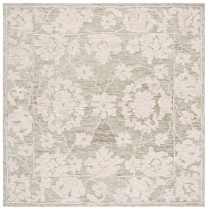 Safavieh Marquee Hand-Tufted 9X12 Grey & Light Brown Floral Rug – 70% Wool Plush 5/8" Pile, Durable India Crafted MRQ508F-9